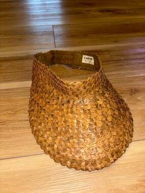 Vintage Carve Surf and Coffee Woven Straw Visor